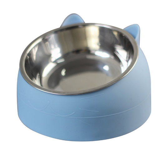 Double Stainless Steel Pet Bowl with Ergonomic Tilt