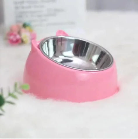 Double Stainless Steel Pet Bowl with Ergonomic Tilt